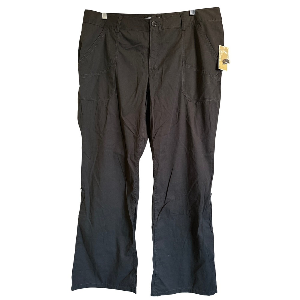 Michael Kors Mens 18W Black Cotton Cargo Utility Pants Roll Tab Hem Straight Leg